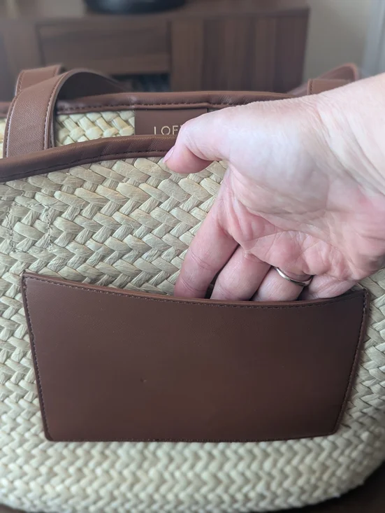 LOFT Straw Tote with Brown Leather Trim - Picture 4 of 11